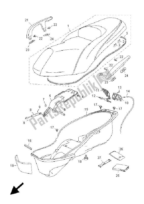 Tutte le parti per il Posto A Sedere del Yamaha YP 125R X Maxi 2009