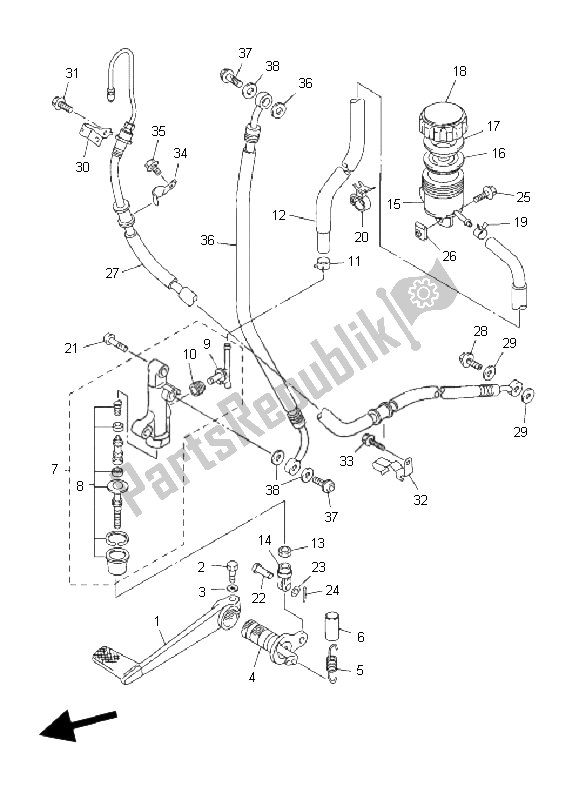 Todas las partes para Cilindro Maestro Trasero de Yamaha FJR 1300 AS 2009