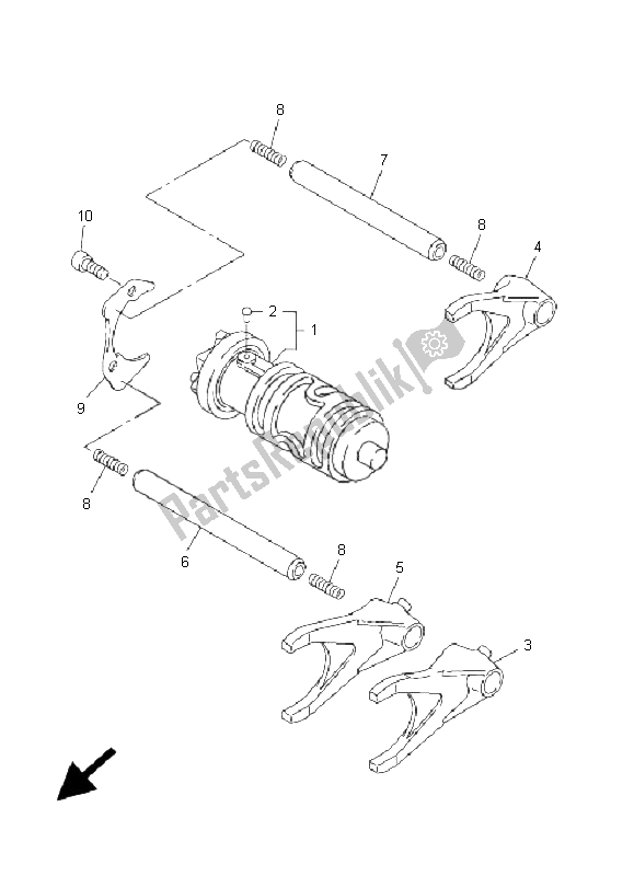 All parts for the Shift Cam & Fork of the Yamaha FJR 1300 2001