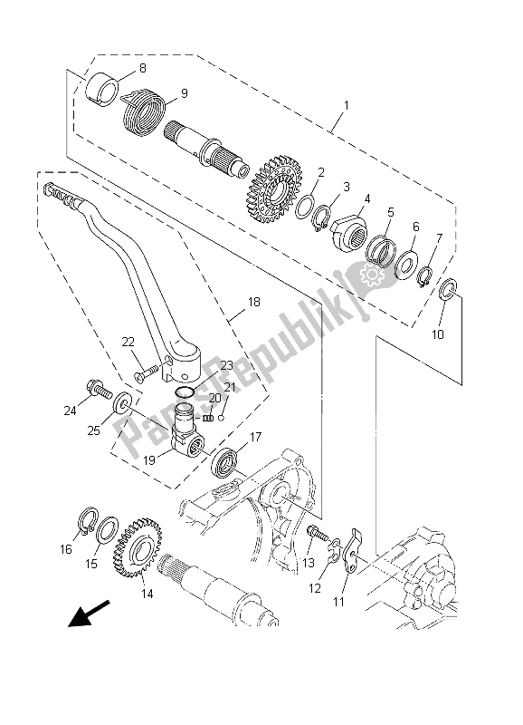 All parts for the Starter of the Yamaha YZ 250 2003