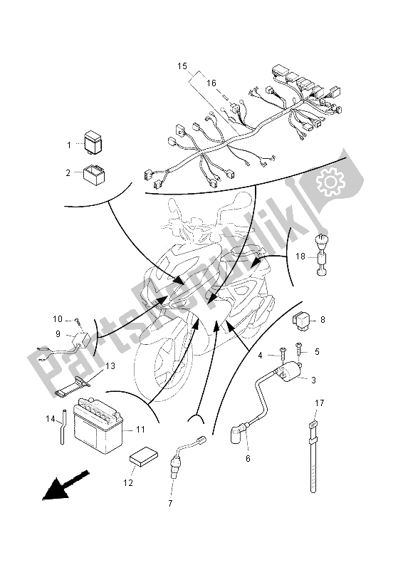 All parts for the Electrical 2 of the Yamaha NS 50N 2014