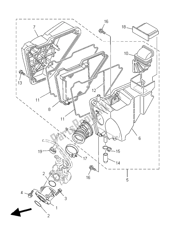 All parts for the Intake of the Yamaha YBR 125 ED 2006