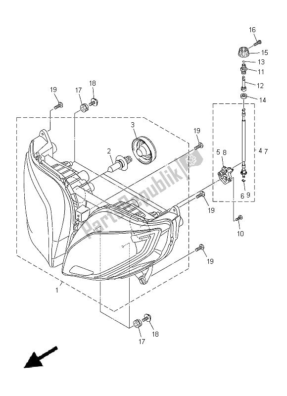 Tutte le parti per il Faro del Yamaha FJR 1300 AE 2014