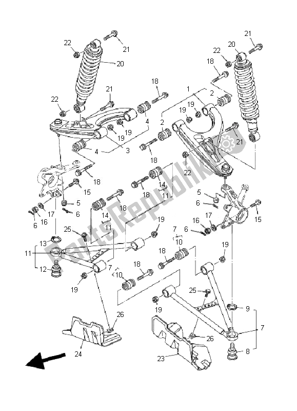 Todas las partes para Suspensión Delantera Y Rueda de Yamaha YFM 660F Grizzly 2007