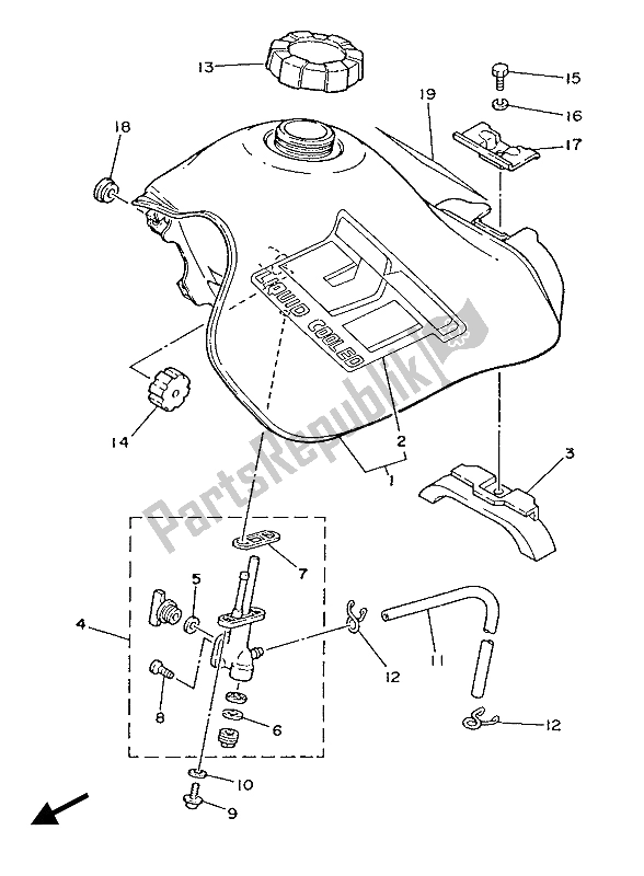 All parts for the Fuel Tank of the Yamaha DT 125 LC 1987