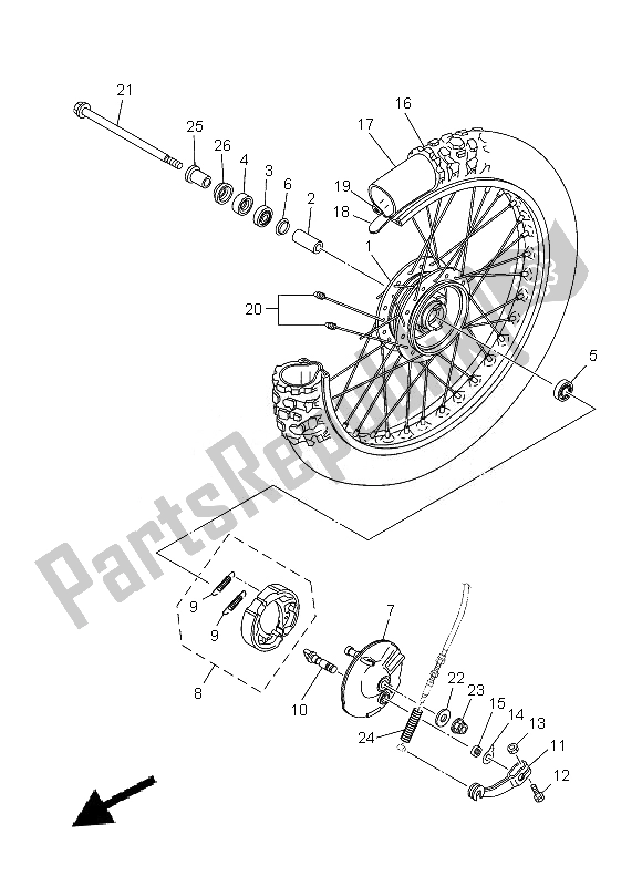 Tutte le parti per il Ruota Anteriore del Yamaha TT R 110E 2013