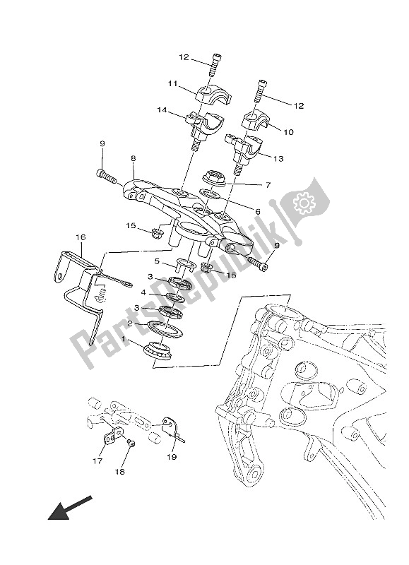 Alle onderdelen voor de Sturen van de Yamaha MT 09A 900 2016