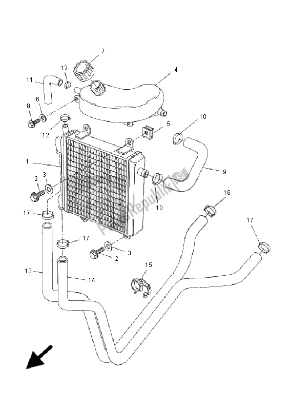 Alle onderdelen voor de Radiator Slang van de Yamaha YQ 50 Aerox 2009