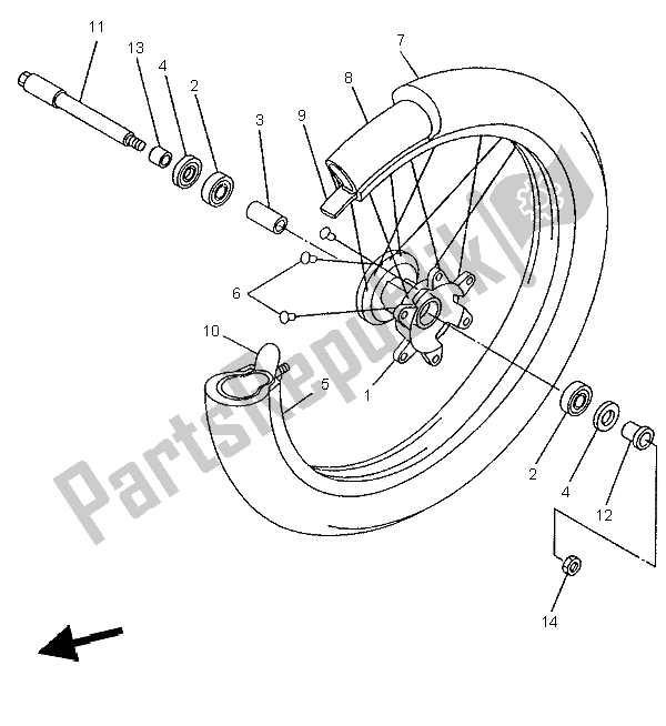 Todas las partes para Rueda Delantera de Yamaha YZ 250 1996