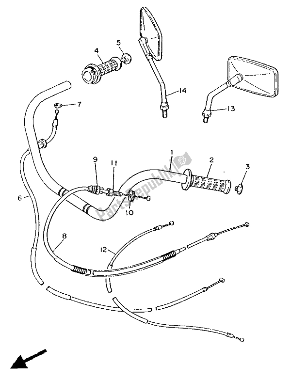 All parts for the Steering Handle & Cable of the Yamaha XV 1000 SE Virago 1988