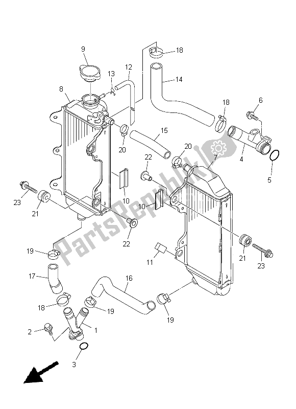 Alle onderdelen voor de Radiator Slang van de Yamaha YZ 250F 2015