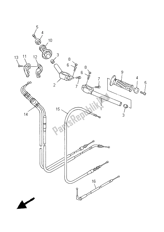 All parts for the Steering Handle & Cable of the Yamaha YZF R1 1000 1999