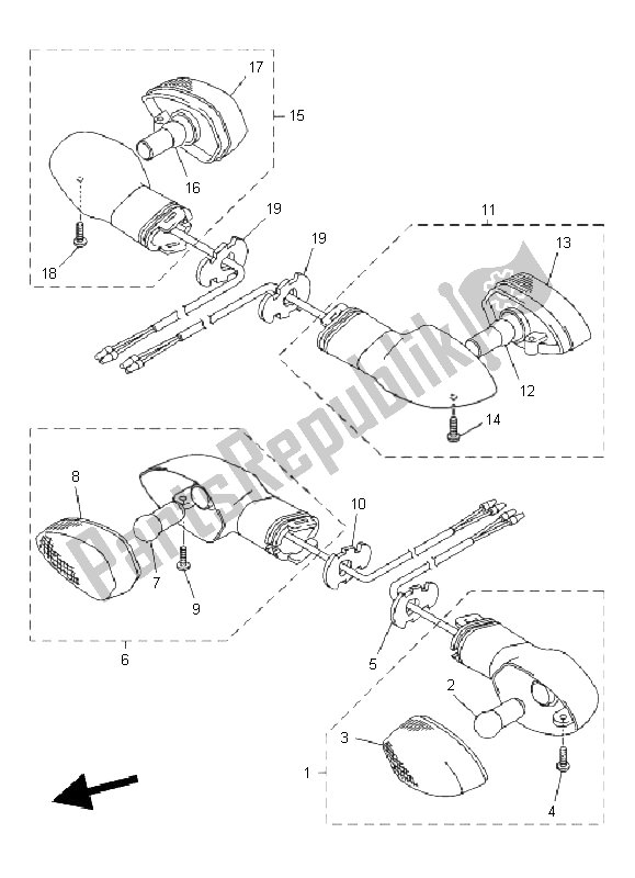 Alle onderdelen voor de Knipperlicht van de Yamaha FZ8 N 800 2011