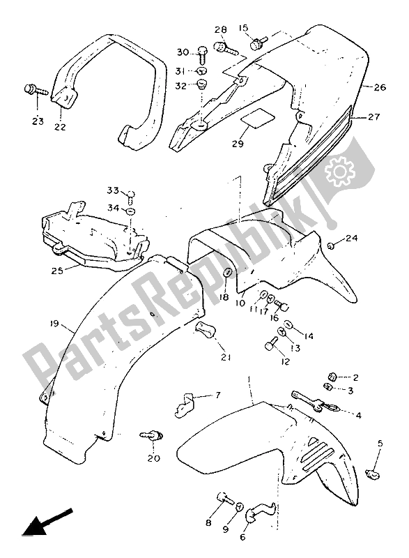 Toutes les pièces pour le Aile du Yamaha XJ 900F 1991