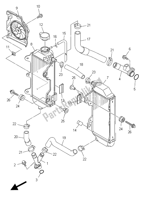 All parts for the Radiator & Hose of the Yamaha WR 250F 2015