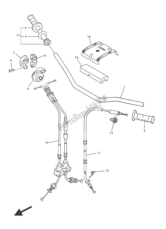 All parts for the Steering Handle & Cable of the Yamaha WR 250F 2016