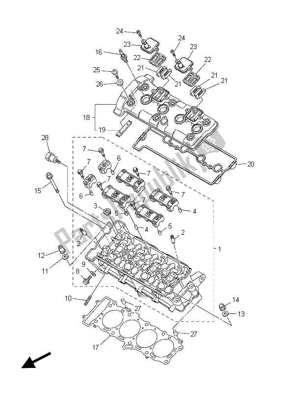Alle onderdelen voor de Cilinderkop van de Yamaha FZ8 N 800 2015