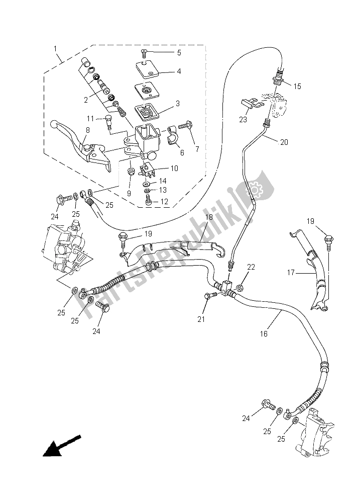 Tutte le parti per il Pompa Freno Anteriore del Yamaha YFZ 450R 2015