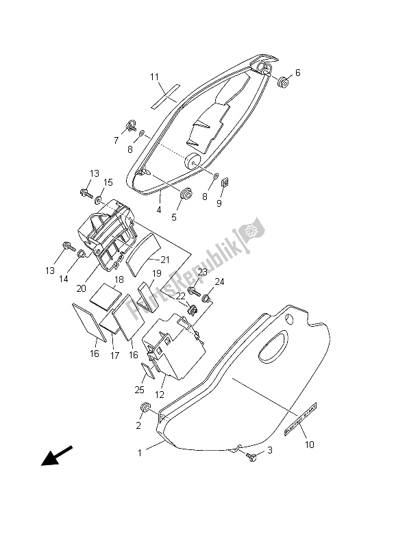 All parts for the Side Cover of the Yamaha TT R 125E SW LW 2003