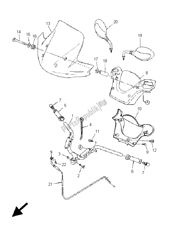 Todas las partes para Manija De Dirección Y Cable de Yamaha YP 125E Majesty 2009