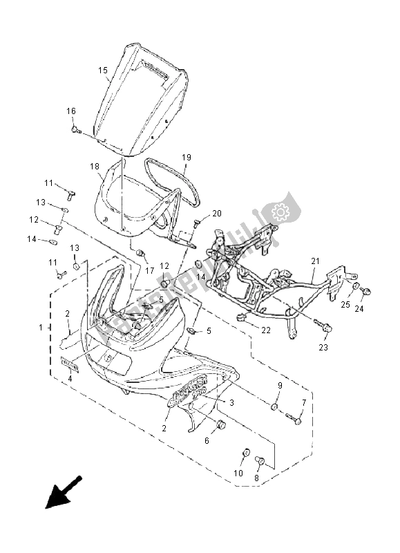 All parts for the Cowling 1 of the Yamaha XJ 900S Diversion 2001