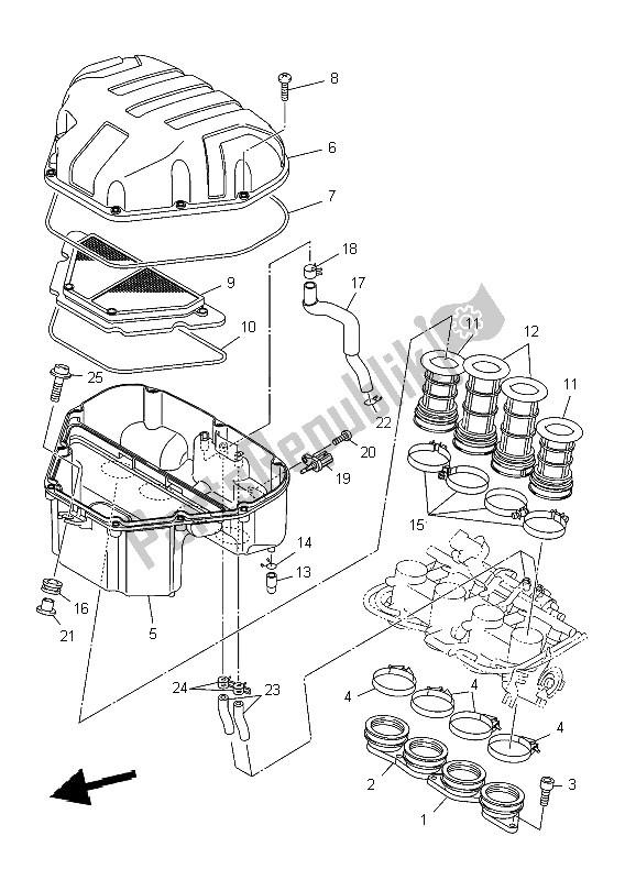 All parts for the Intake of the Yamaha XJ6N 600 2009