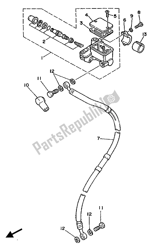 All parts for the Front Maste Cylinder of the Yamaha DT 125R 1988