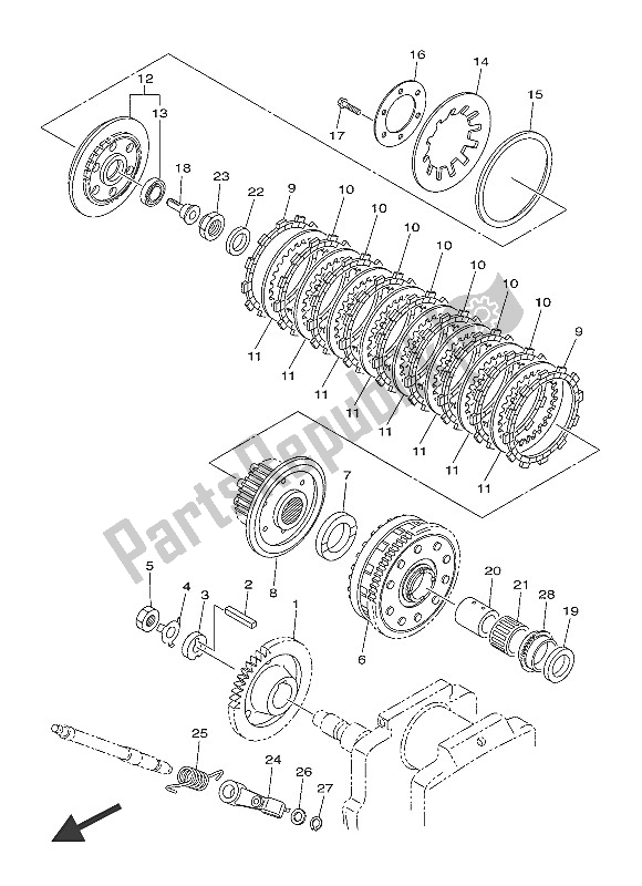 All parts for the Clutch of the Yamaha XVS 950 CU 2016