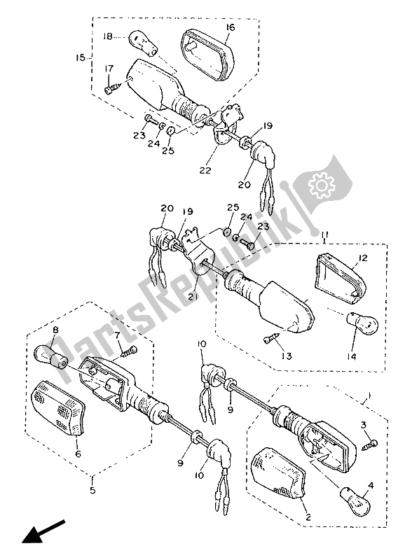 Todas las partes para Luz Intermitente de Yamaha FZ 750 Genesis 1990