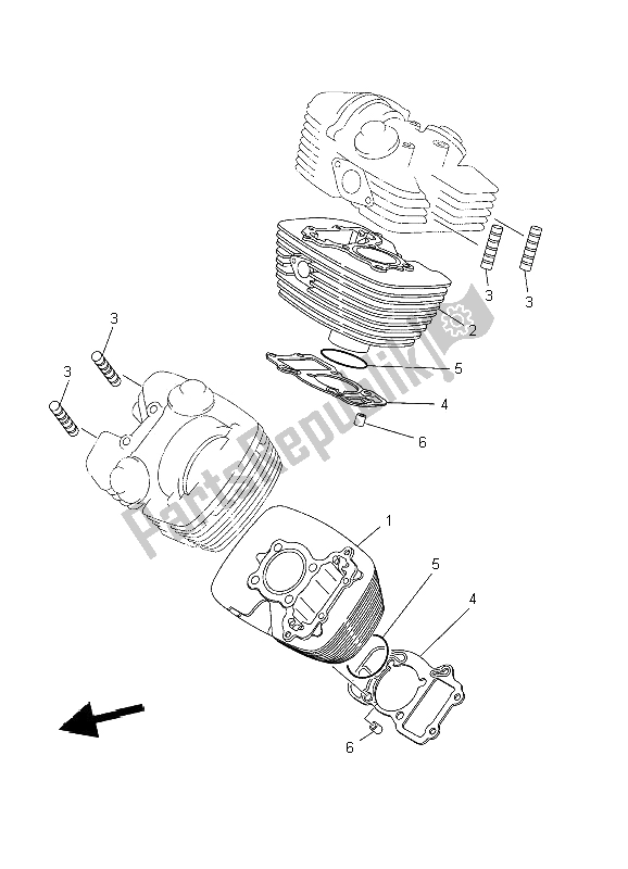 All parts for the Cylinder of the Yamaha XVS 250 Dragstar 2002