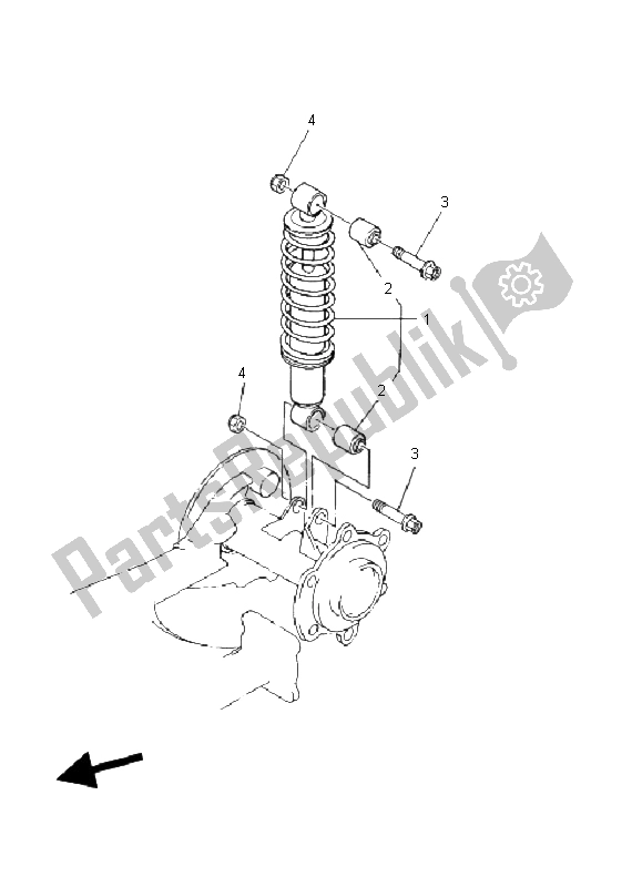 All parts for the Rear Suspension of the Yamaha YFM 80R 2004