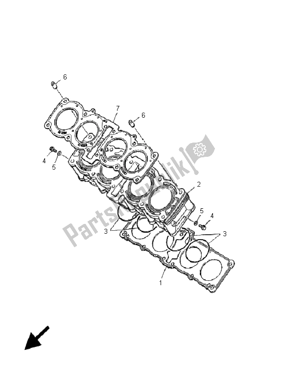 Tutte le parti per il Cilindro del Yamaha YZF 1000R Thunderace 2001