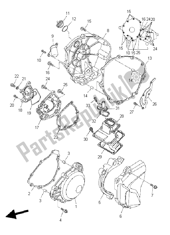 Alle onderdelen voor de Carterdeksel 1 van de Yamaha YZF R1 1000 2011