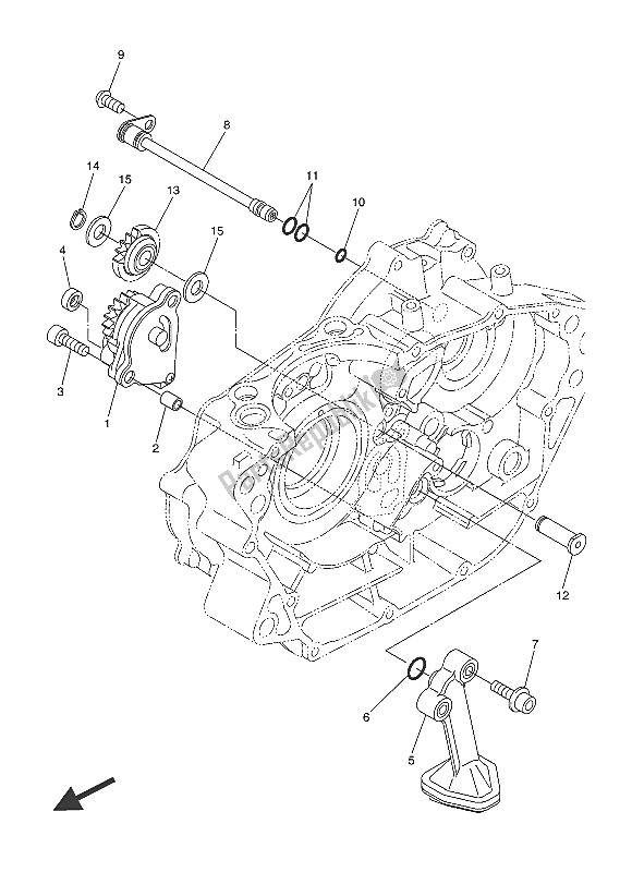 All parts for the Oil Pump of the Yamaha WR 250R 2016