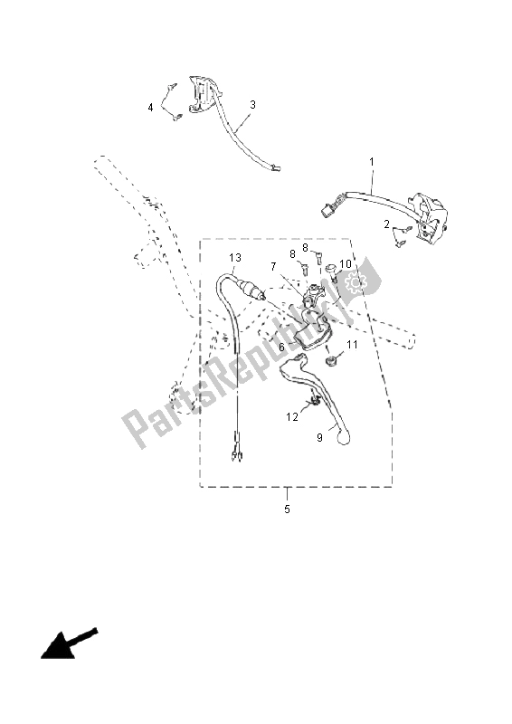 All parts for the Handle Switch & Lever of the Yamaha YN 50R Neos 2008