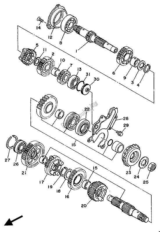 Todas as partes de Transmissão do Yamaha XTZ 750 Supertenere 1990