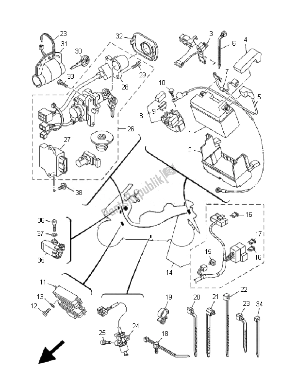 All parts for the Electrical 1 of the Yamaha YP 400 Majesty 2007