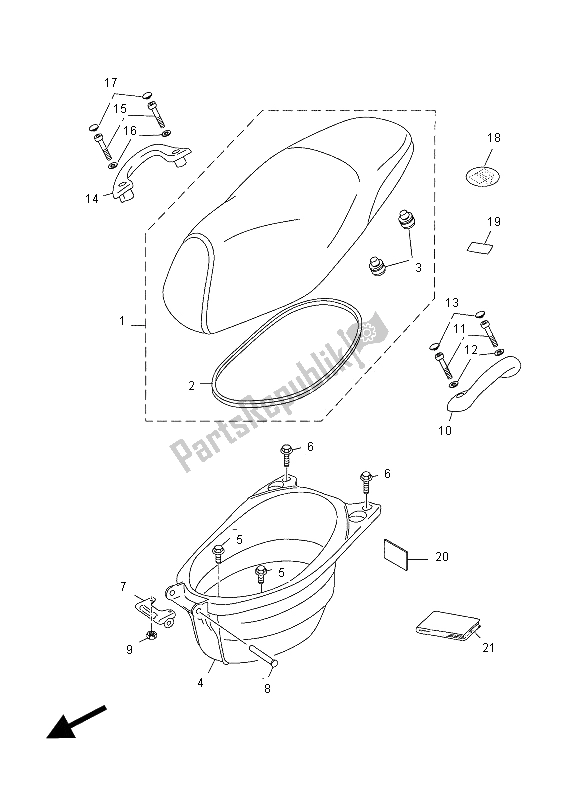 All parts for the Seat of the Yamaha YN 50F 2012