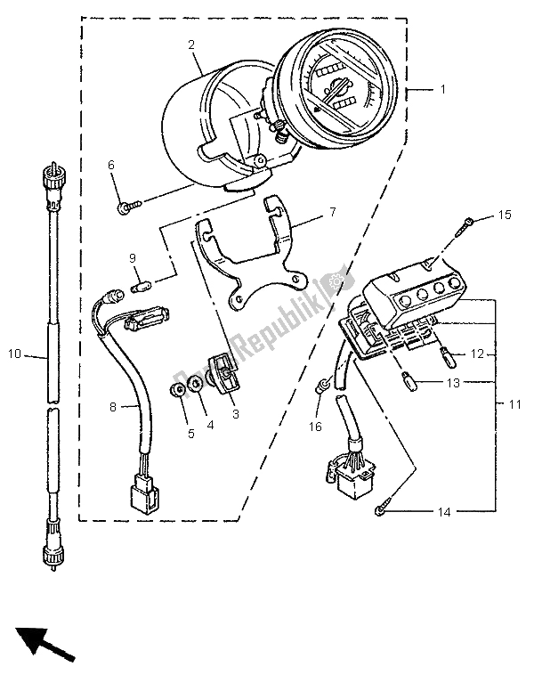 All parts for the Meter of the Yamaha XV 250 Virago 1996