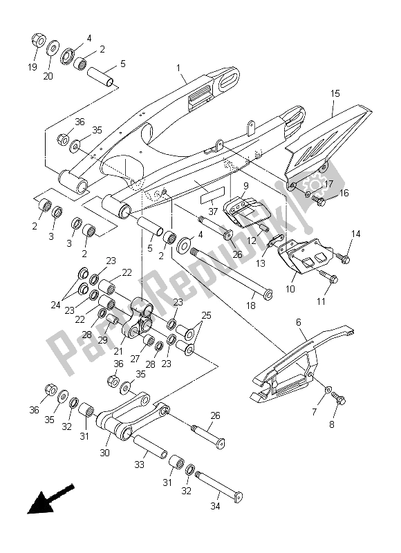 All parts for the Rear Arm of the Yamaha WR 250X 2014