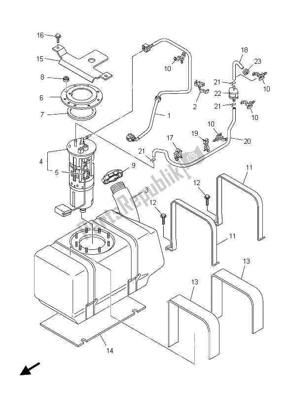 All parts for the Fuel Tank of the Yamaha YXR 700 Fspd Rhino 2013