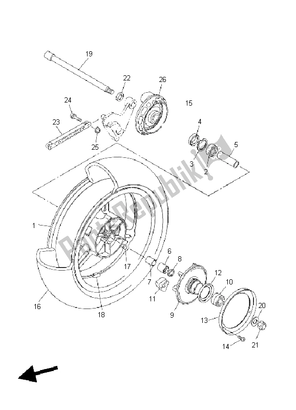 Tutte le parti per il Ruota Posteriore del Yamaha FJR 1300A 2004