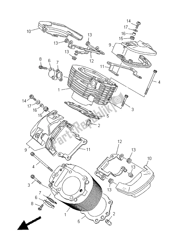 Todas las partes para Cilindro de Yamaha XVS 1100 Dragstar 2000