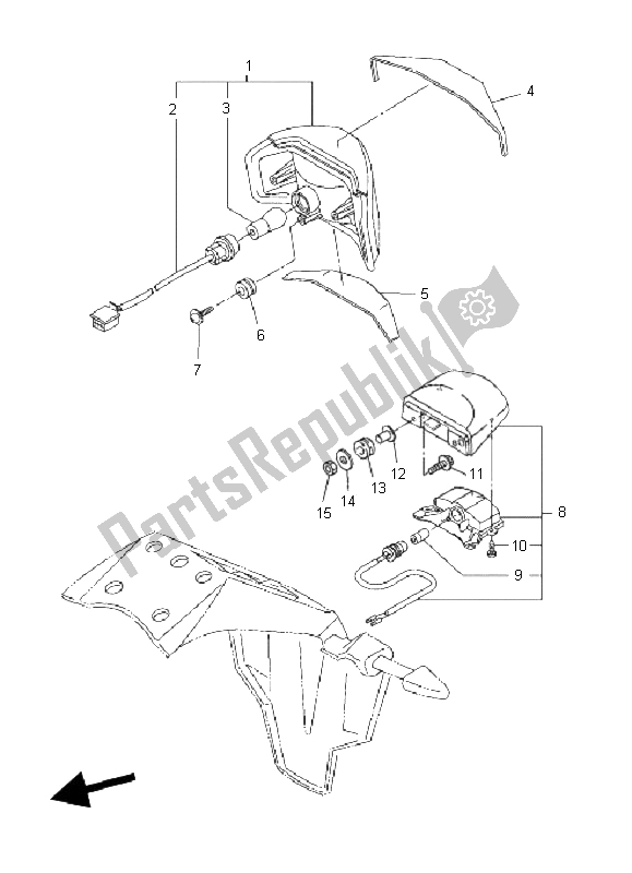 All parts for the Taillight of the Yamaha FZ1 N Fazer 1000 2009