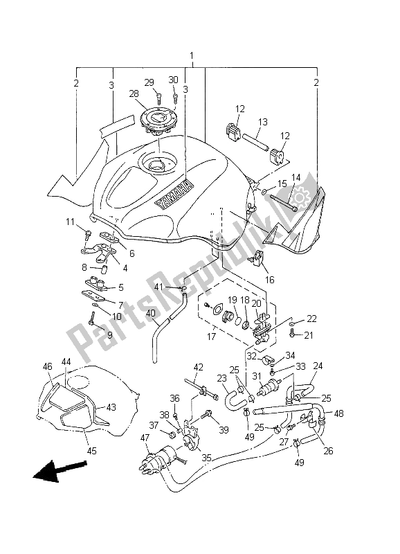 Tutte le parti per il Serbatoio Di Carburante del Yamaha YZF R6 600 2002