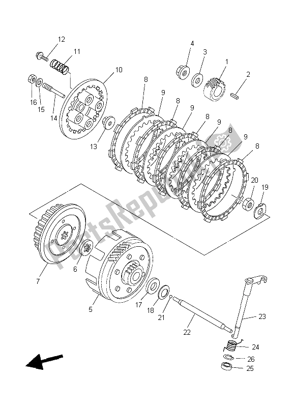 All parts for the Clutch of the Yamaha XT 125X 2006