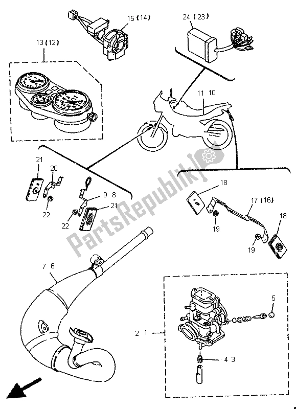 Todas as partes de Chassis Alternativo (aut) do Yamaha TDR 125 1996