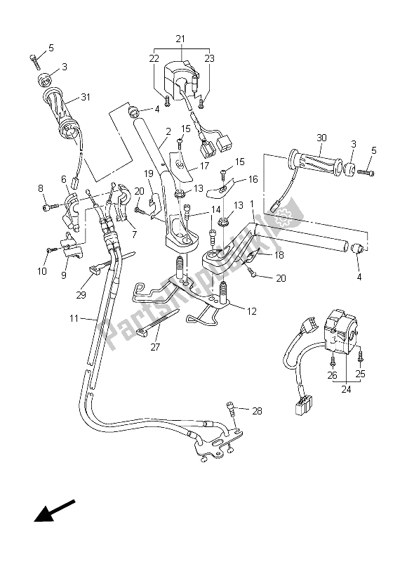 All parts for the Steering Handle & Cable of the Yamaha FJR 1300 AE 2015