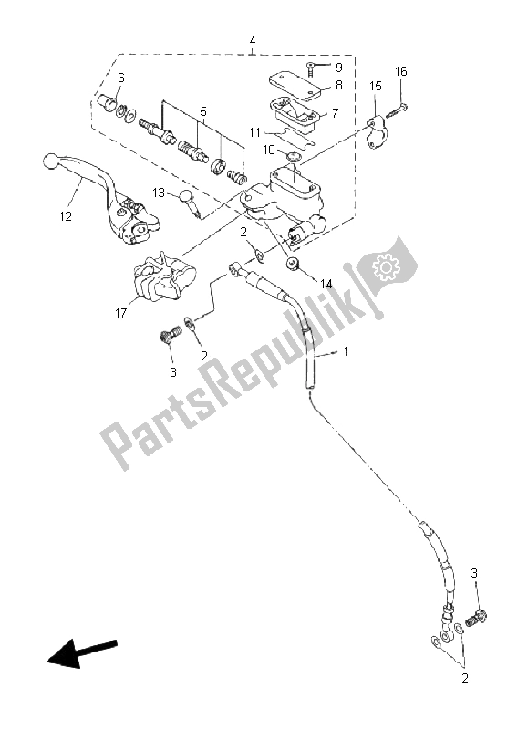 Todas as partes de Cilindro Mestre Dianteiro do Yamaha WR 450F 2008