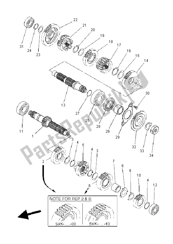 Todas las partes para Transmisión de Yamaha XT 660R 2008